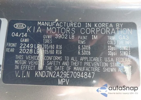 2014 Kia Soul from USA, damaged, VIN KNDJN2A29E7094847